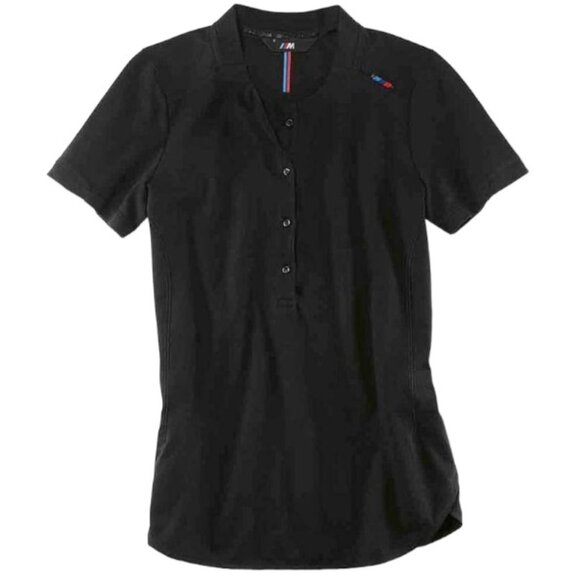 BMW Motorsport Black Polo Pullover Collarless Shirt Size Large EUC #0438-LA - Picture 1 of 8